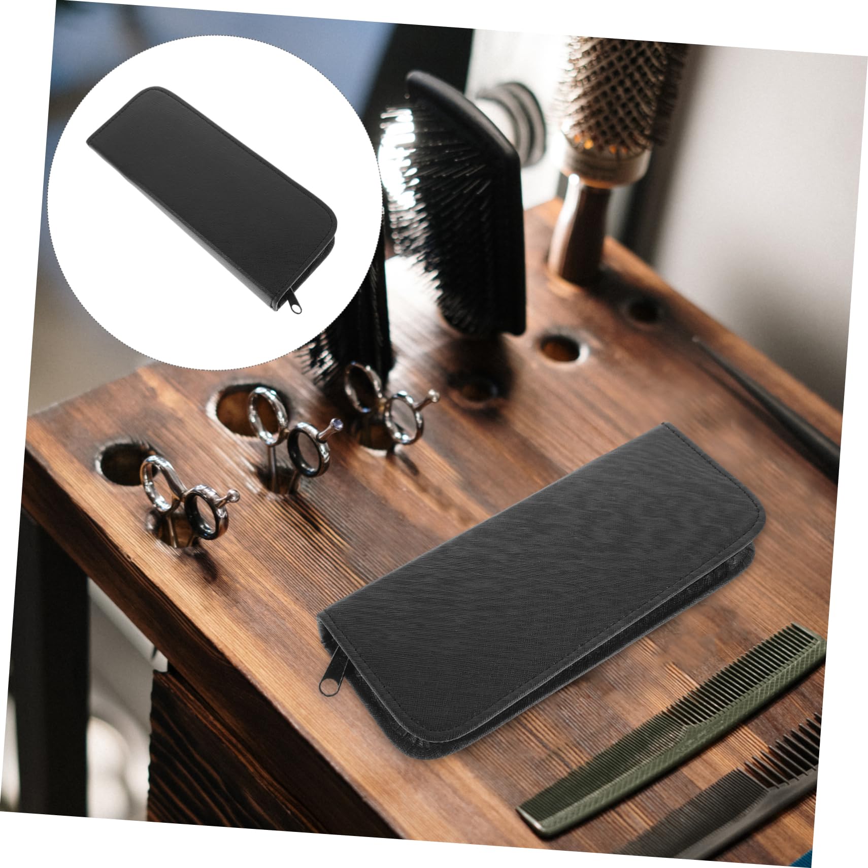 MUSISALY Hairdressing Tool Bag for Stylists Barber Bag 3 Scissors Case Pu Canvas 21.5x8x2cm Salon Handbag