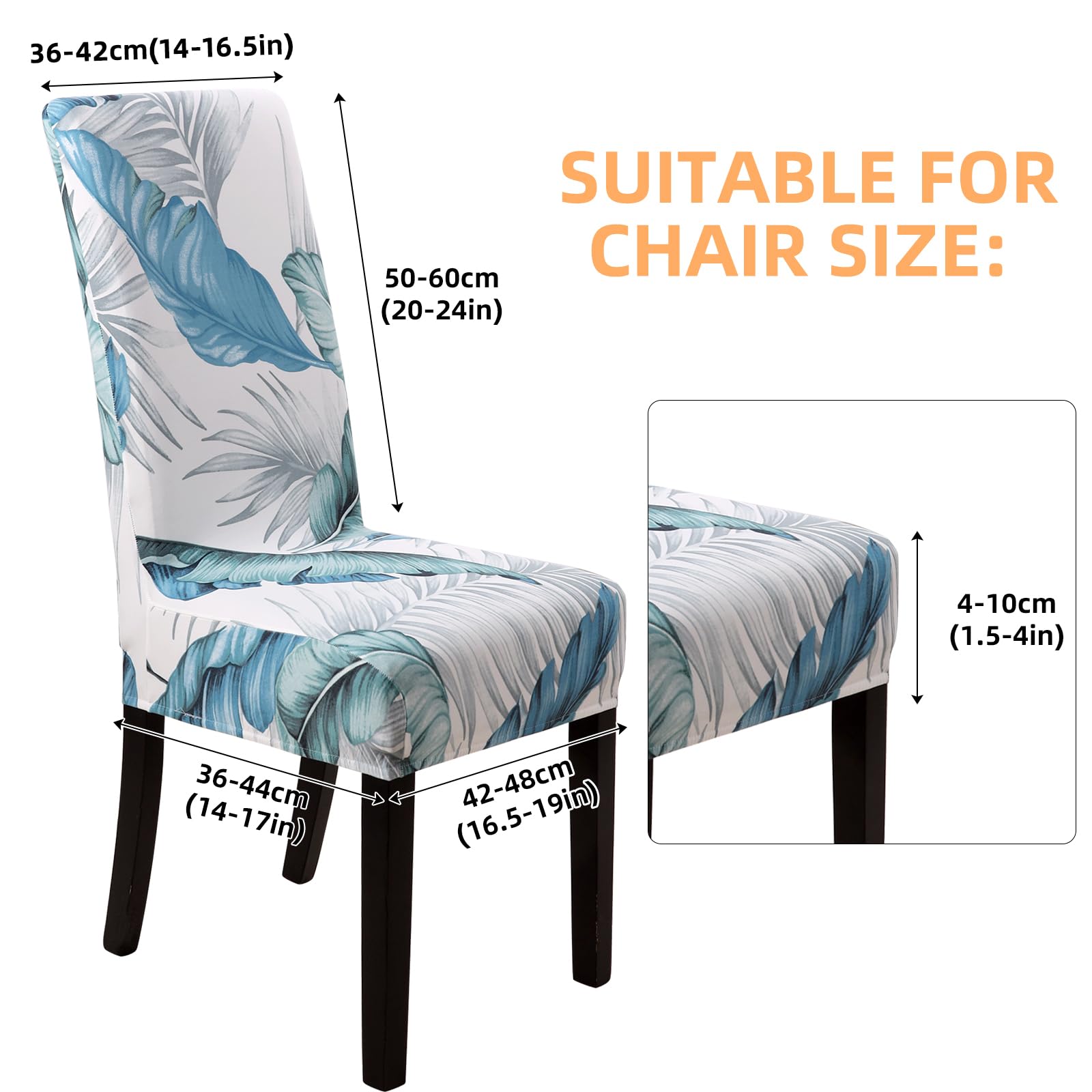 YISUN Dining Chair Covers Set of 4, Stretch Spandex Jacquard Washable Kitchen Chair Covers - Image 3