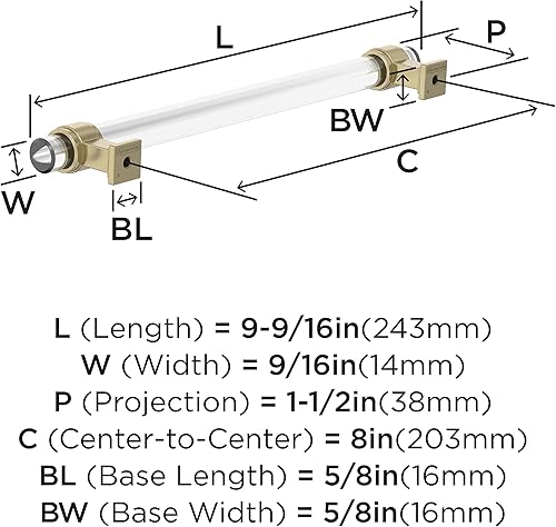 Miniatura 6 de Amerock BP36661CBBZ - Tirador de gabinete Glacio, color champán claro y dorado
