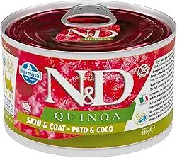 N&D Quinoa Ração Úmida para cães Adultos Pele e Pelagem para Cães Adultos Sabor Pato e Coco 140g