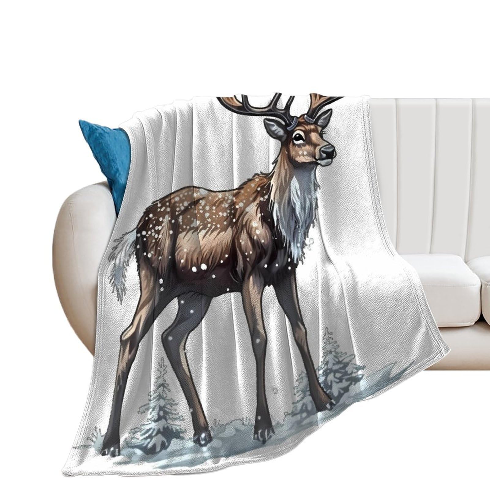 Couverture chaude hiver imprimé cerf le cadeau de voyage pour femme