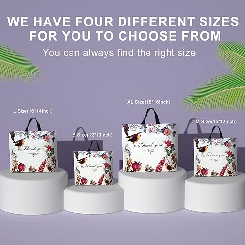 Miniatura 4 de WAKAKO Paquete de 60 bolsas de agradecimiento para negocios, bolsas de regalo de plástico reutilizables para compras al por menor con asa de bucle,