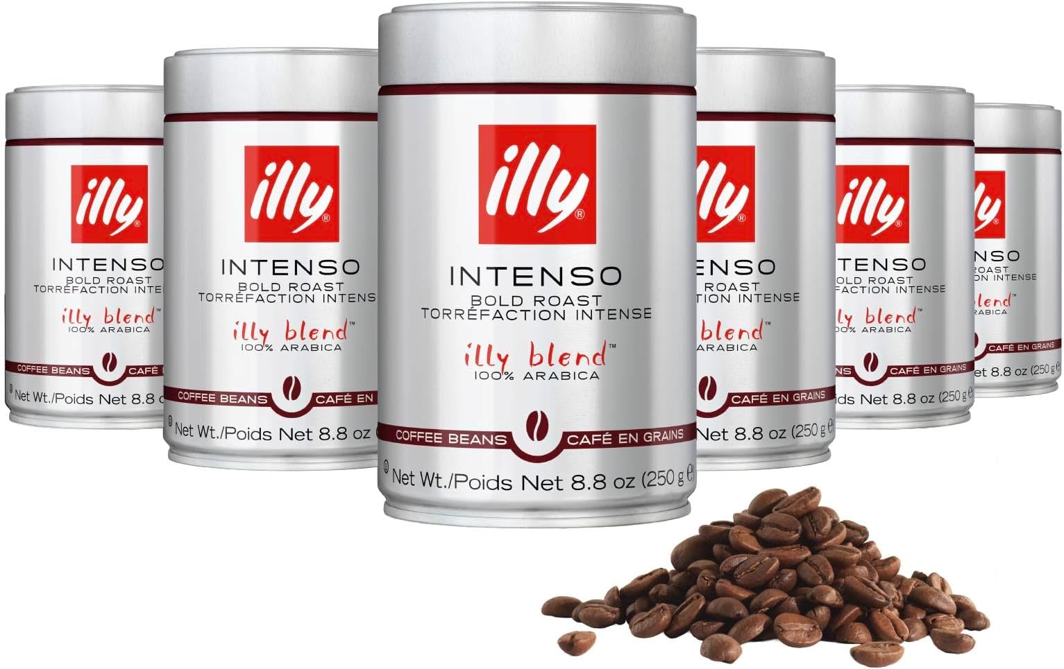 - illy Whole Bean Coffee, Intenso Bold Roast, 100% Arabica, Premium Italian Coffee, Ideal for Espresso, Drip, Moka and French Press Brewing, 8.8oz, 6 Pack