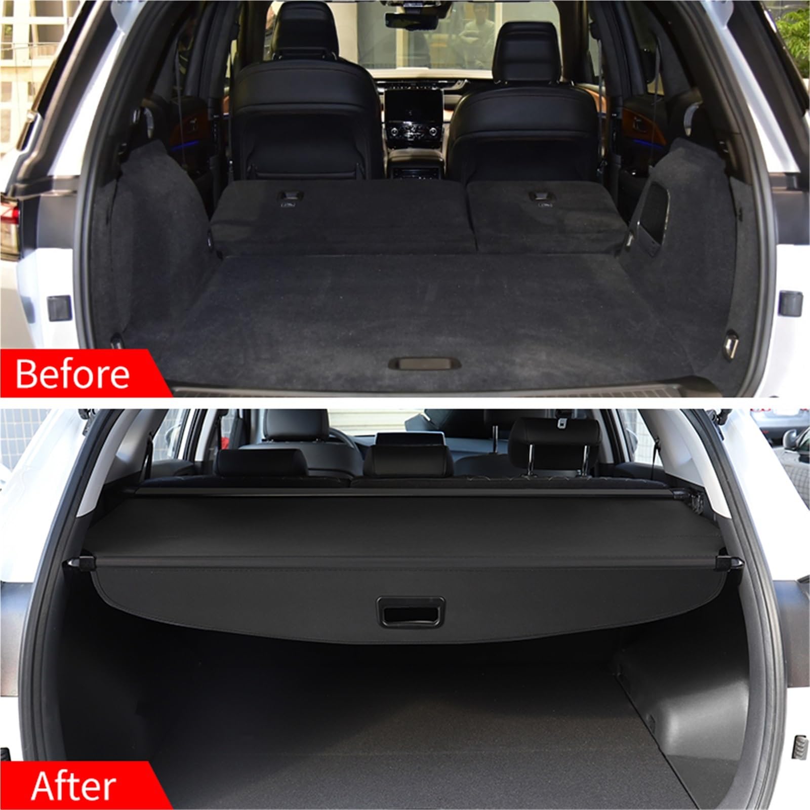 Versenkbare Für Jeep Für Grand Für Cherokee L 5 Sitze 2023 + Trunk Cargo Abdeckung Paket Rack wasserdichte Schild Privatsphäre Gepäckraumabdeckung