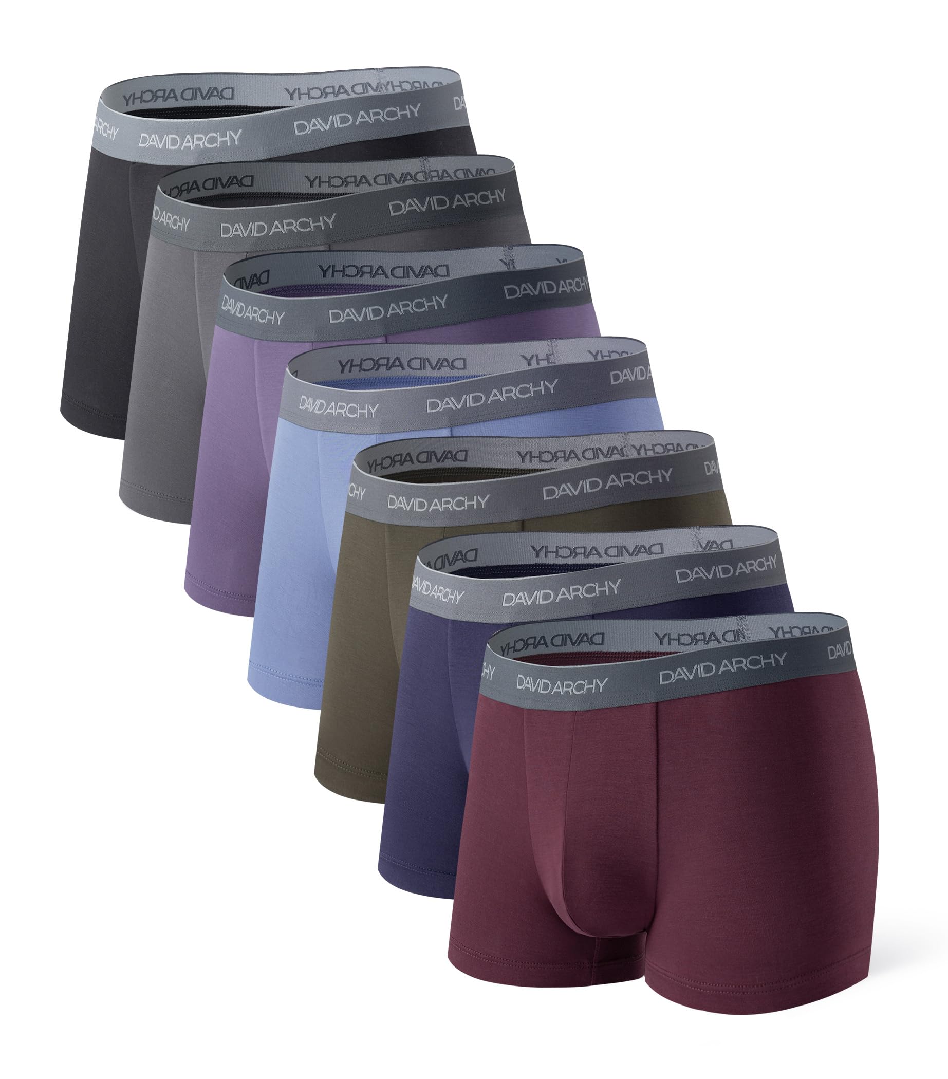 DAVID ARCHY Mens Trunks Underwear Soft Breathable Rayon Made from Bamboo Trunk No Fly Pouch