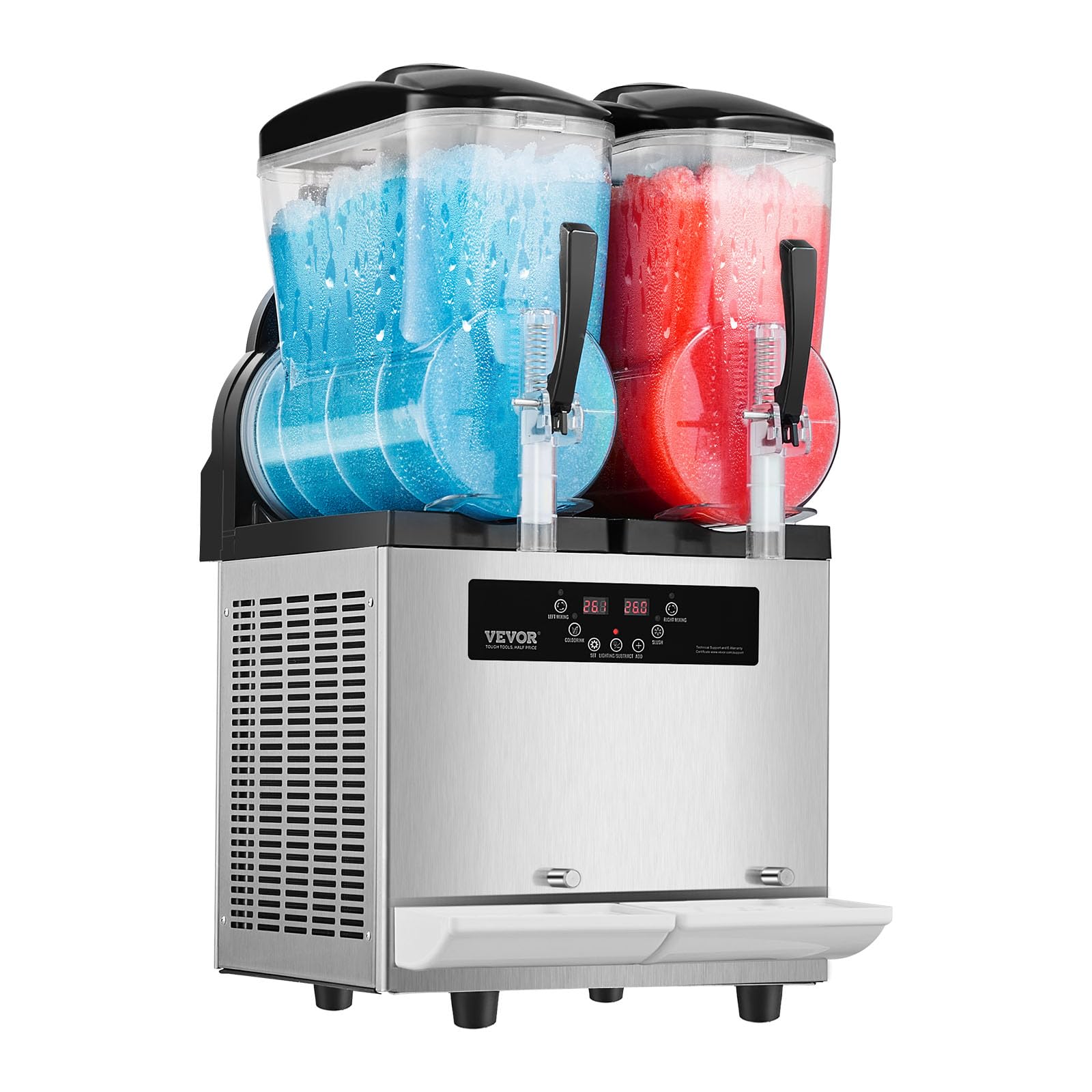 VEVOR kommerzielle Slusheis Maschine 12 L x 2 Doppeltank-Maschine für gefrorene Getränke, 96 Tassen Edelstahl Slush-Eis-Maschine mit Tastenfeld Softeis Maker für Partys Restaurants Cafés Bars