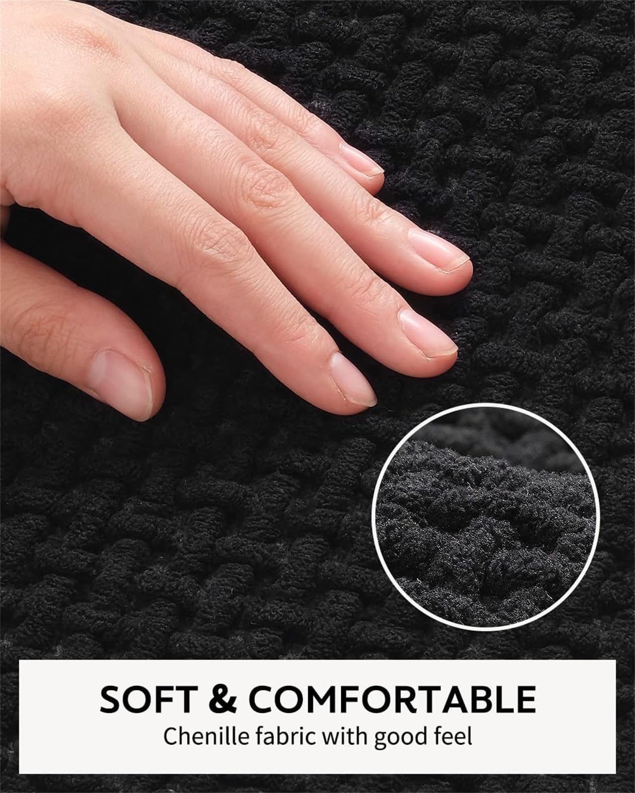 Tapis de bain antidérapant en microfibre - Séchage rapide - Tapis de douche doux et antidérapant pour salle de bain - 60 x 160 cm - Noir - Accessoire idéal pour la maison pour la sécurité et le