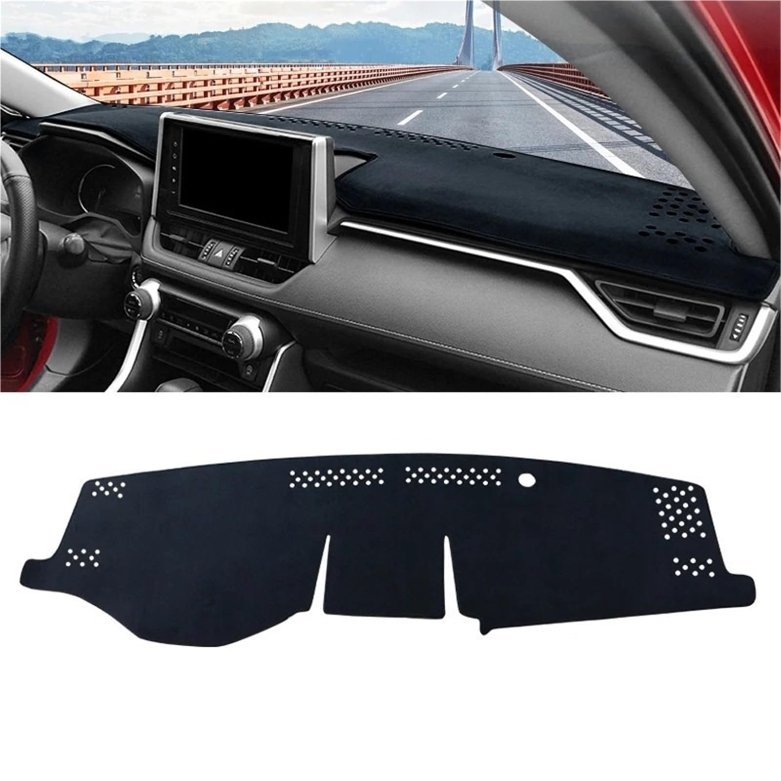 Cubierta Tablero Para Toyota Para RAV4 2019-2024 Para RAV 4 XA50 Auto Híbrido Alfombrilla Tablero Parasol Cubierta Escritorio Instrumentos Cubierta Salpicadero(B Black LHD)