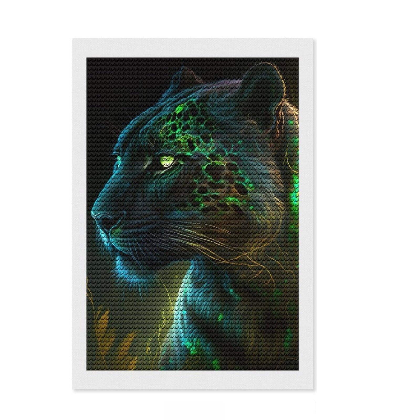 Junmoney Black Panther Diamond Painting Kit 8"x12", Decorate Your Room, Easy to Follow Symbols, Full Kit Included, Office Decor