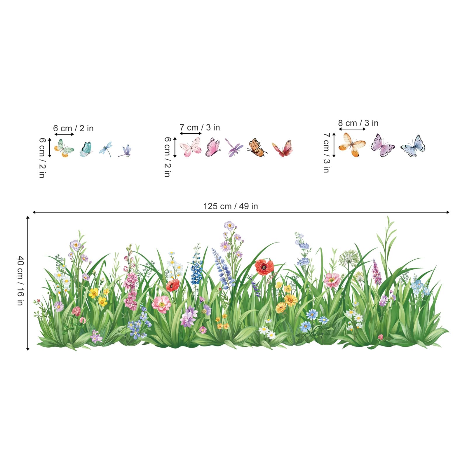 Adesivi Murali Erba E Fiori - Decorazione Verde Per Pareti Camerette, Soggiorno E Zone Bambini - Foto 13