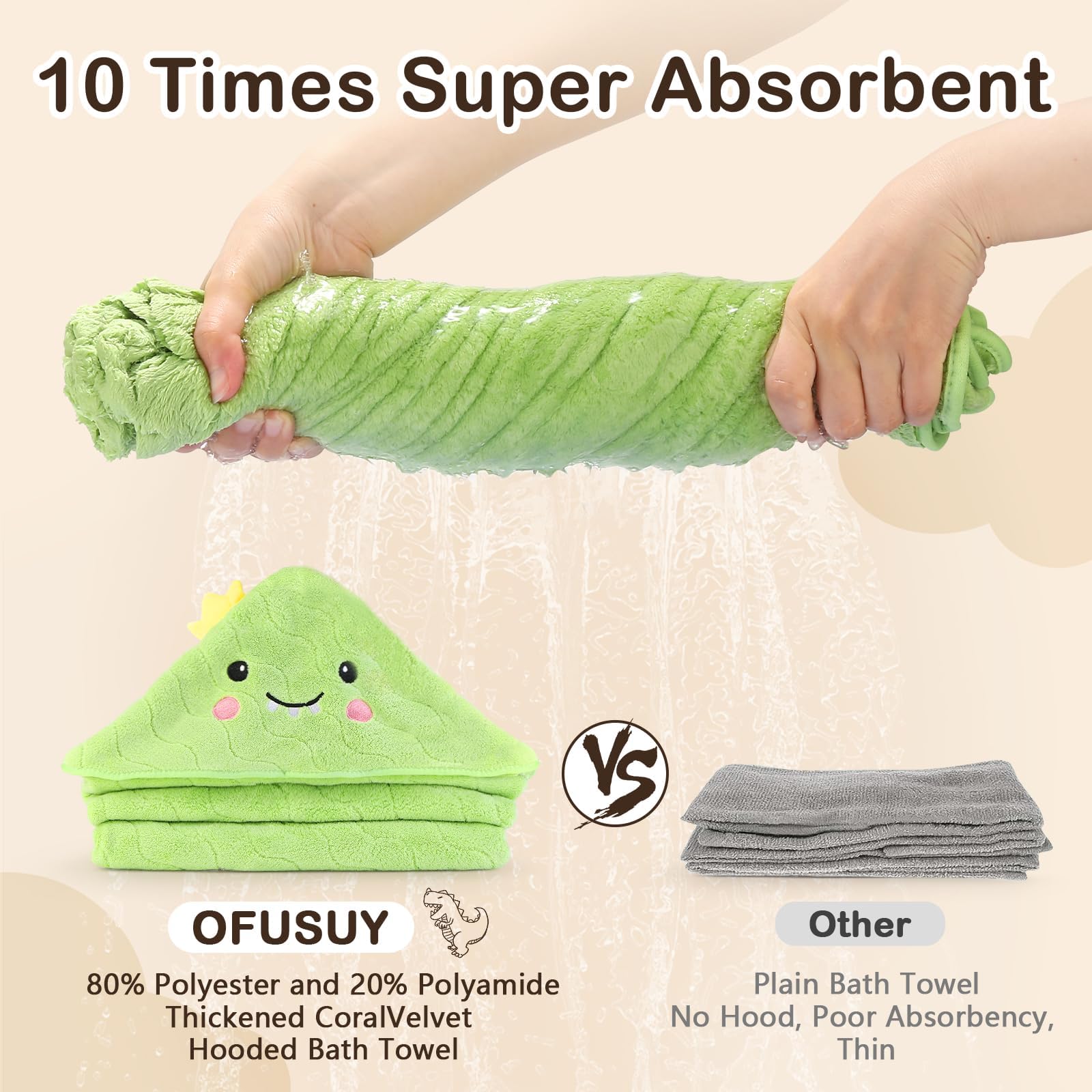 OFUSUY Toallas con capucha, toallas de baño para niños, juego de paños con bonito diseño