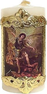 St Michael Archangel Cirio Paschal Candle Prayer San Miguel Arcangel Vela 3" x 1.75" Cirio Pascual