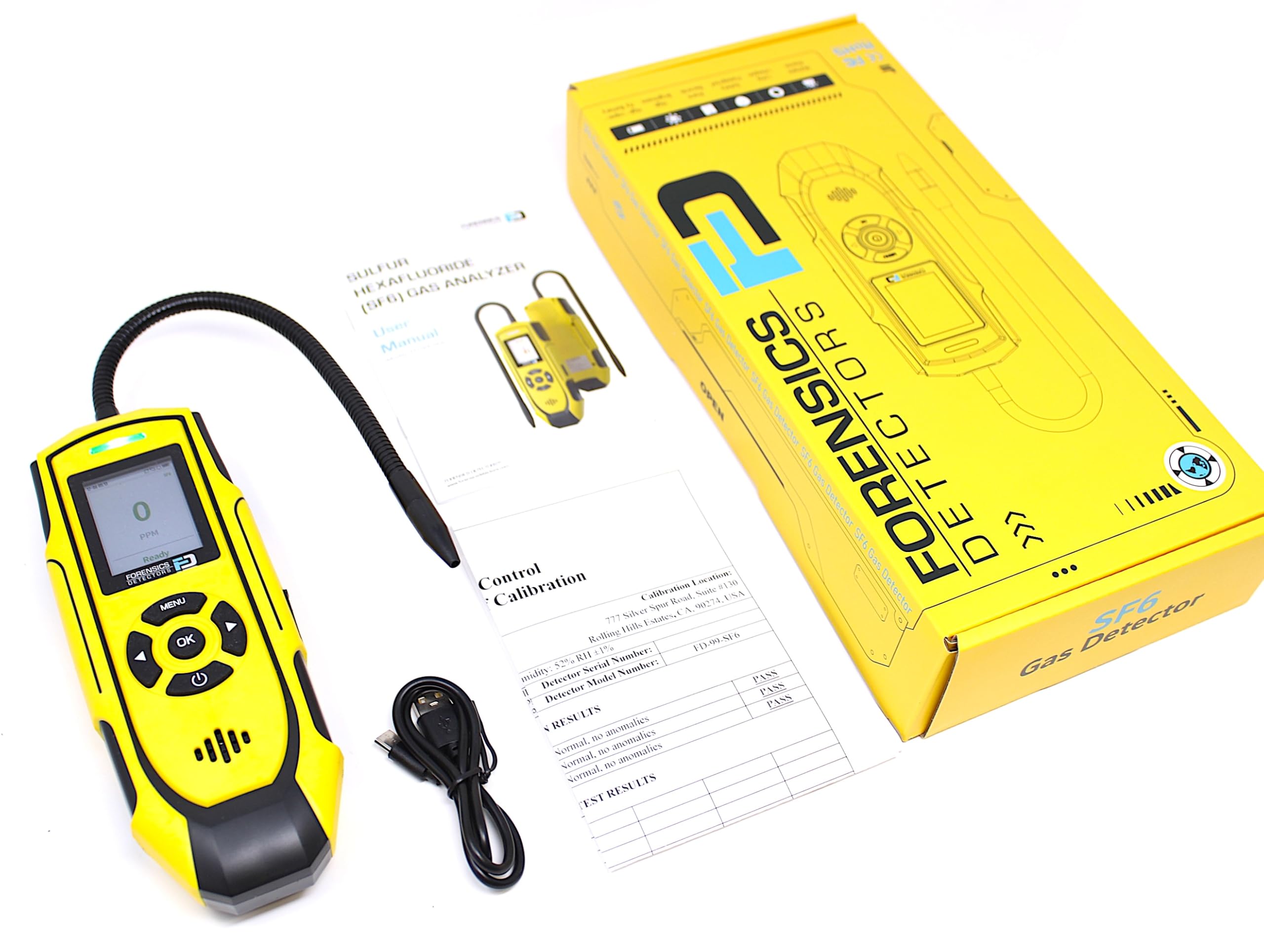 Detector de Gas SF6 Hexafluoruro de Azufre | Certificado de Calibración EU | Rango 0–1500 ppm SF6 con Resolución de 1 ppm