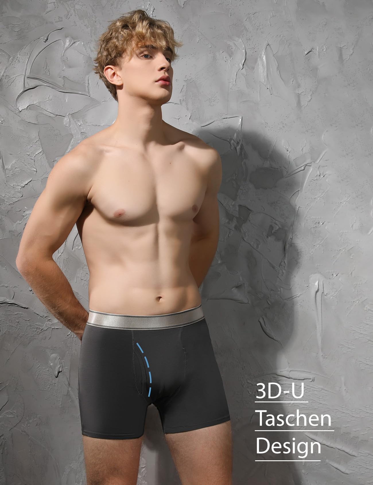 Carer 3er-Pack Waschbare Inkontinenz Pants Männer aus Baumwolle Herren-Boxershorts für Inkontinenz mit 150 ml Pad wiederverwendbar leckgeschützt Blau Grau Größe M