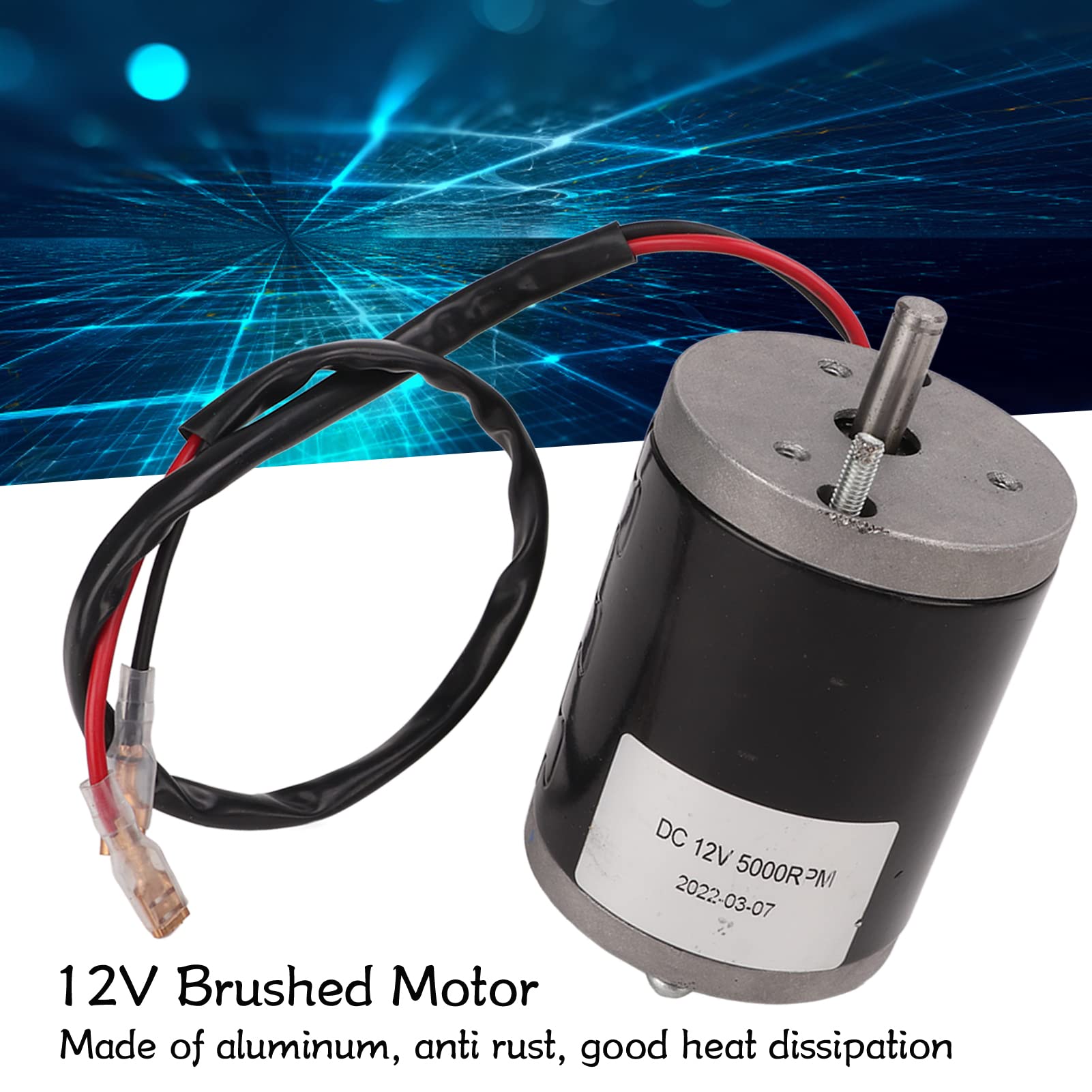 BuyWeek Motore Spazzolato, 12V 120W 5000 RPM Scooter Motor in Alluminio Mini Motore a Spazzola con Albero a D