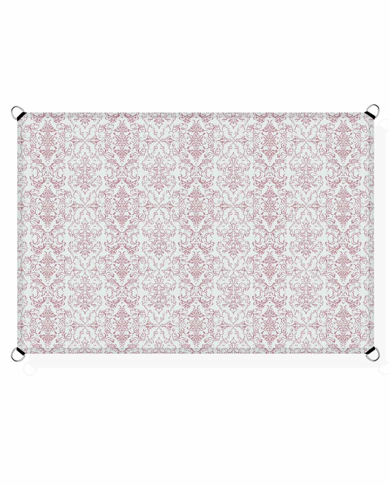 Boanket Sun Shade Sail 12' x 16', Boho Red Pattern Sun Blocking Shades Privacy Outdoor Covering, Modern Geometric Southwestern Vintage Shade Cloth for Patio Deck Terrace Garden Lawns Beach Backyard