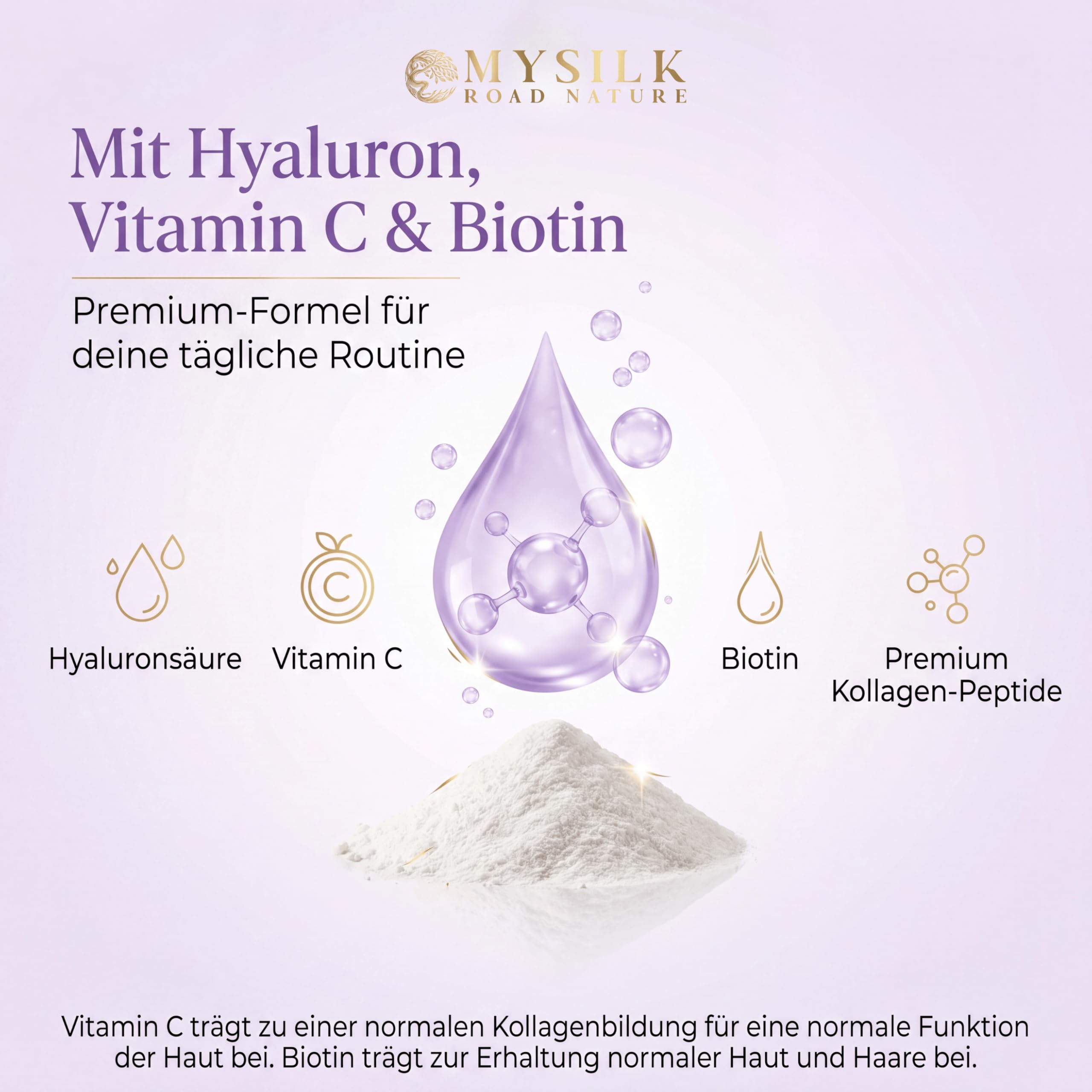 Kollagen Beauty Complex 900 g – Kollagenpeptide Typ I, II, III & V mit Vitamin C, Biotin & Hyaluronsäure, zuckerfrei, Collagen Nahrungsergänzungsmittel