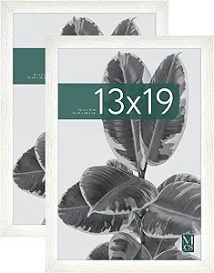 MCS Studio Gallery 13x19 Picture Frame White Woodgrain, Rectangle Photo Frame for Photos, Posters & Art Prints (2-Pack)
