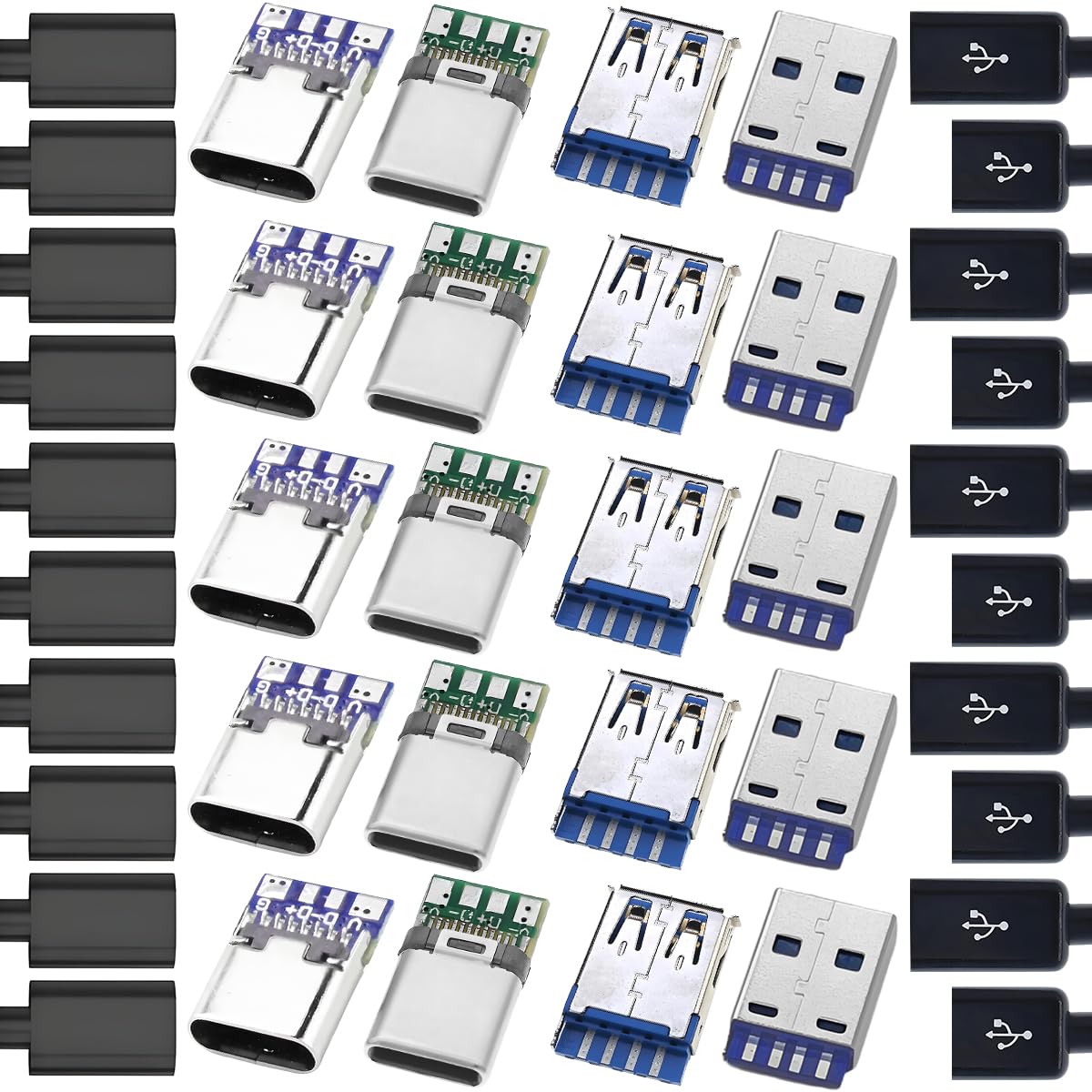20PCS USB 3.1 Type-c Femmina Maschio a saldare Cavo Plug Connector PCB Board, DIY 3A 4 Pin USB 3.0 Type A 24Pin USB 3.1 Type C Maschio e Femmina Plug Socket Connector PCB Board Module