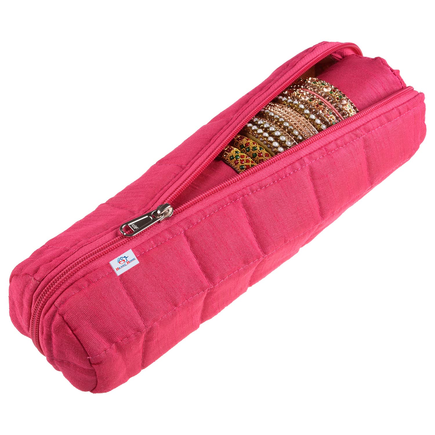Heart Home Single Rod Bangle Box | Polyester Watch Organizer for Small Jewellery | Travelling Bracelets Organizer with Zipper | Pink (B0BZ7VN6JN) Amazon Price History, Amazon Price Tracker