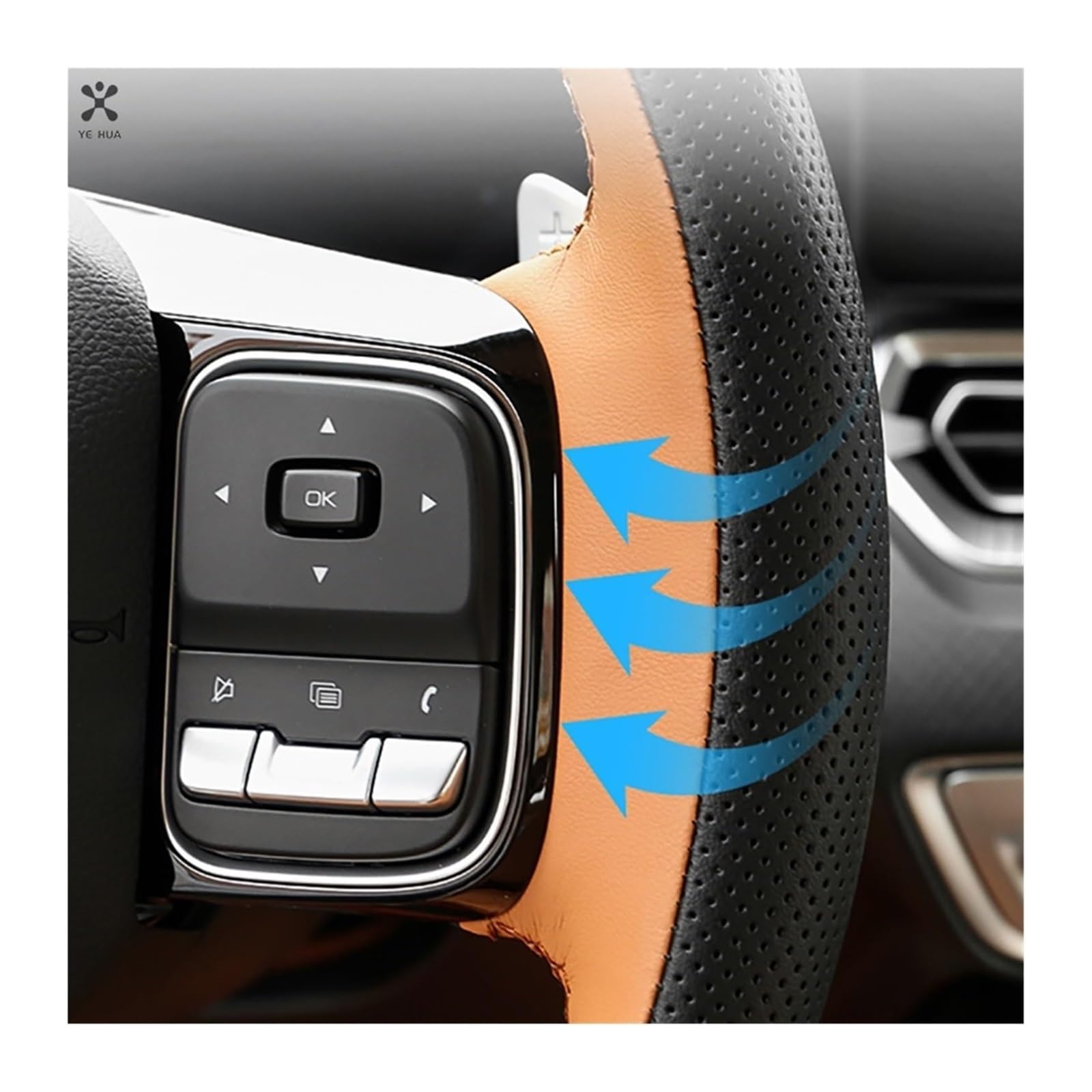 Volante Funda Coche para Great Wall Haval H5 II 2023 2024 Funda Volante Cuero Microfibra Cosida A Mano Interior Coche Fundas Protector(Negro)
