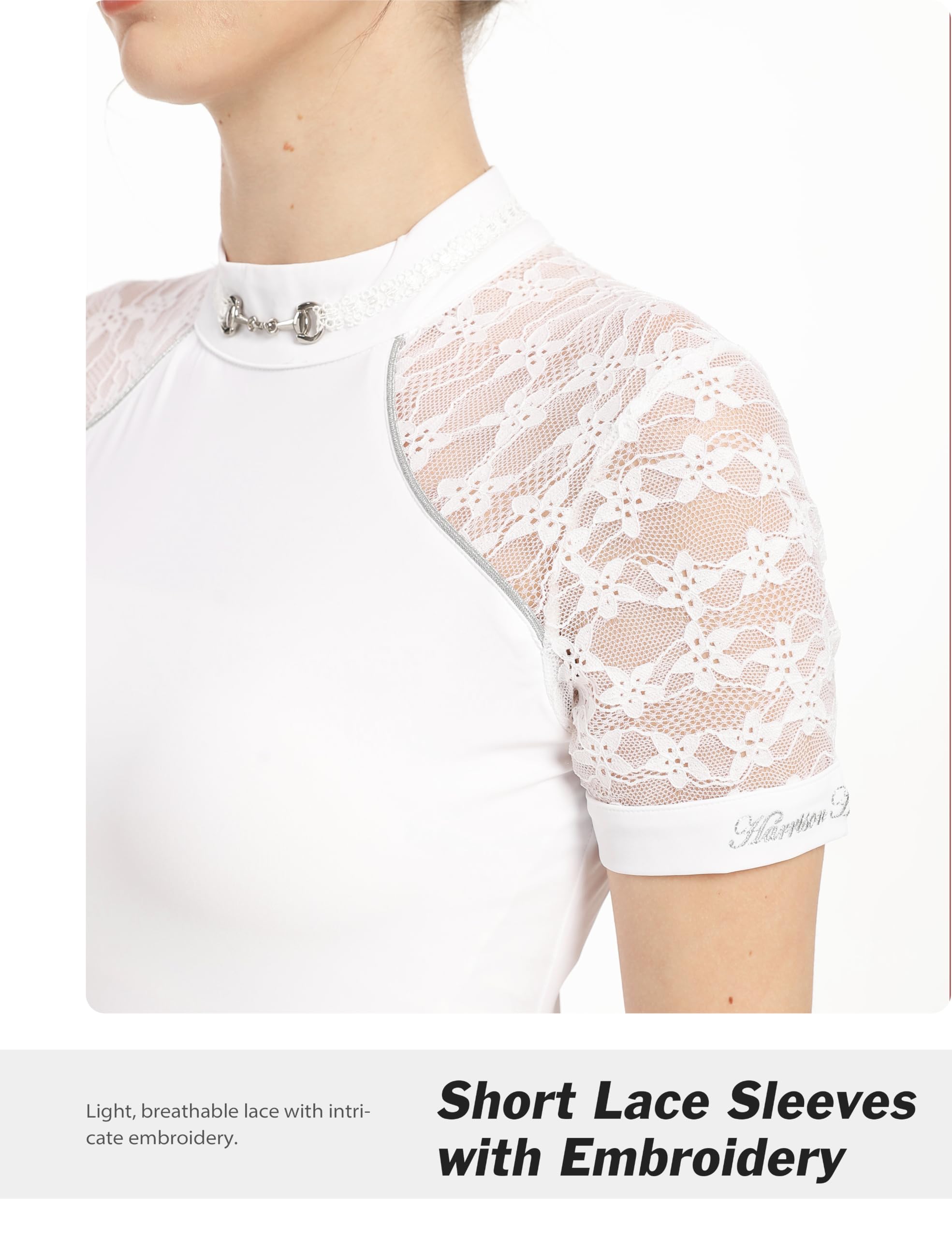 Harrison Howard Chemise de spectacle ajustée pour femme avec manches en dentelle et haut emblématique respirant et confortable