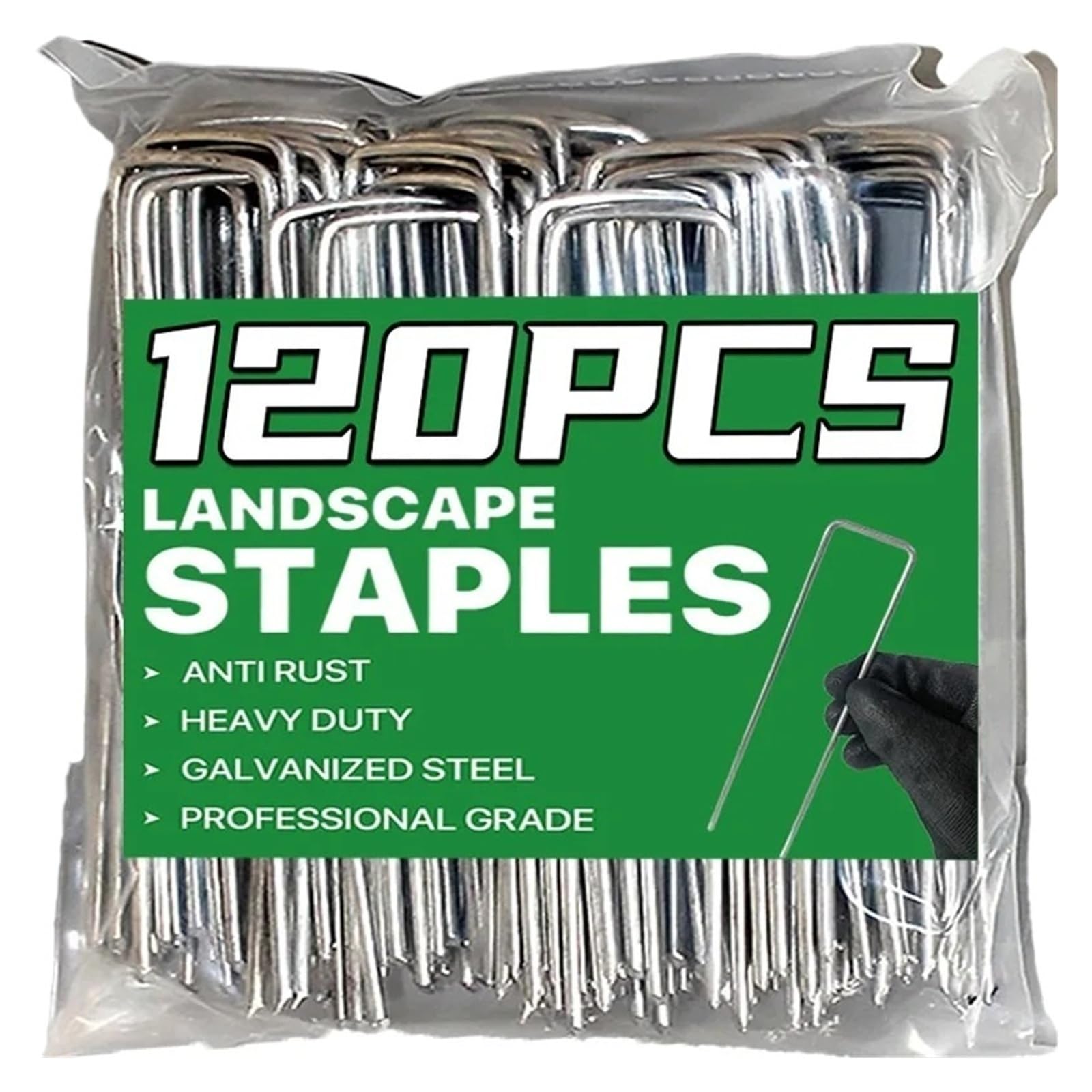 HNULGVI U-shaped garden nails U-type Garden Staples Heavy-duty Fence Tubing Stakes Sod Pins(20pcs color 03,4cmx15cm)