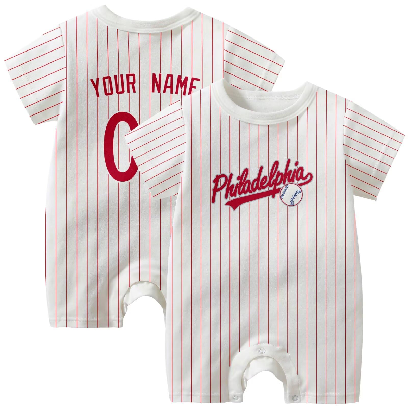 KREDE Baby Clothes Unisex White Bodysuit Rompers Custom Name Number for Baby Boys