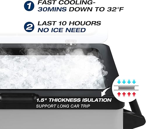 Miniatura 4 de CARSTY Refrigerador portátil RV de 12 voltios 52 cuartos de galón, 2 en 1-7.6 F a 68 F, pantalla LCD y a prueba de golpes, para camión, camioneta,