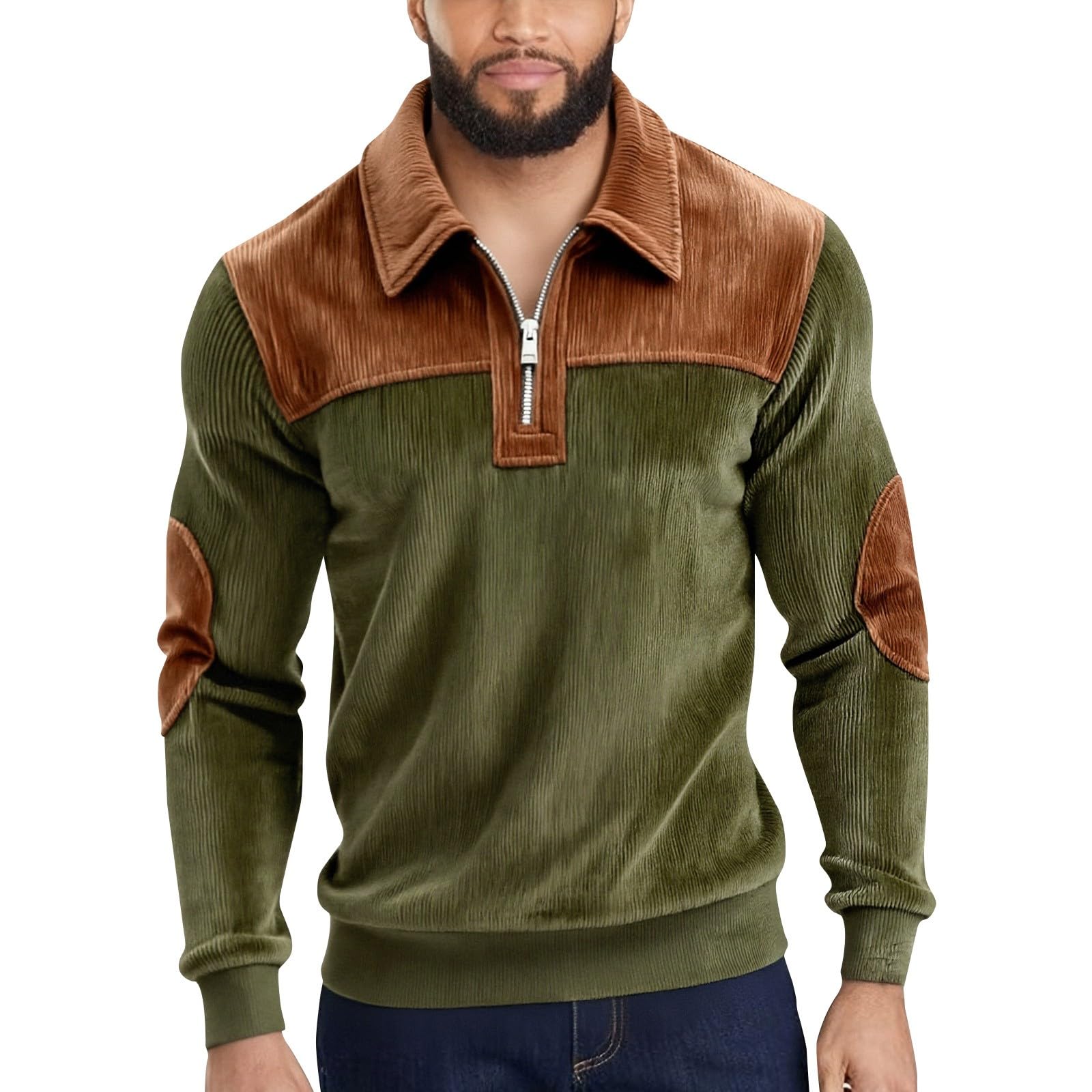 Sweatshirt Herren Ohne Kapuze Mit Reißverschluss Rippenstoff Pullover
