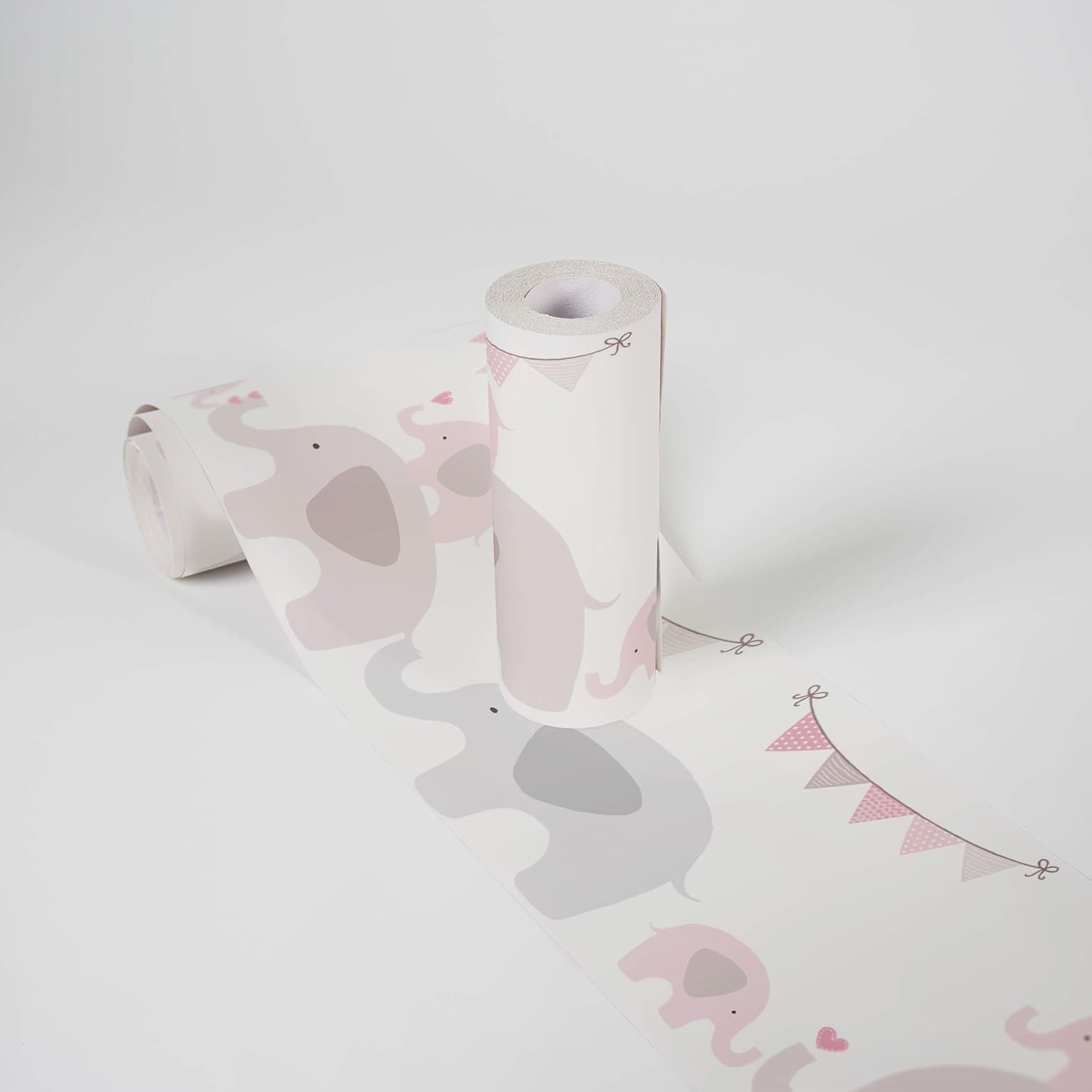 Lovely Kids Wallpaper Borders Self-Adhesive Elephant Party A.S. Création Wallpaper Borders for Kids 5.00 m x 0.155 m Pink Grey White Made in Germany 403749 403749