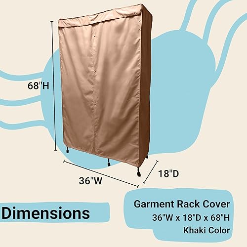 Vista 31 de Formosa Covers Funda portátil para estante de ropa – Protege tu ropa del polvo, mantiene tu habitación organizada en azul glaciar (solo la funda)
