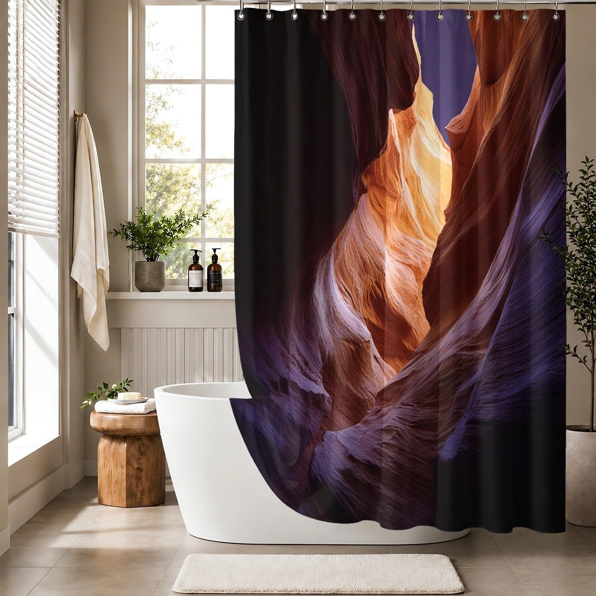 Tenda Doccia 240x200cm Paesaggio Poliestere, per Bagno, Casa e Hotel