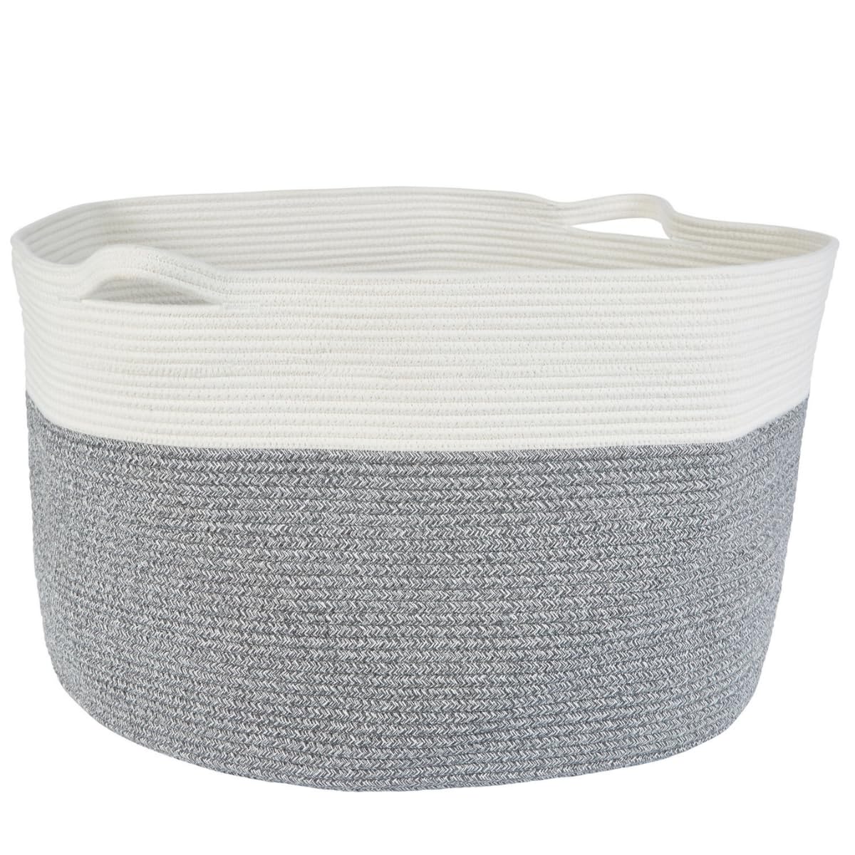 Skandinavischer Wäschekorb Narvic Motiv 2 aus Baumwolle in Grau 61 cm