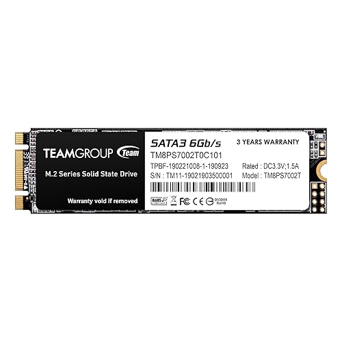 TEAMGROUP MS30 2TB with SLC Cache 3D NAND TLC M.2 2280 SATA III 6Gb/s Internal Solid State Drive SSD (Read/Write Speed up to 550/500 MB/s) Compatible with Laptop & PC Desktop TM8PS7002T0C101