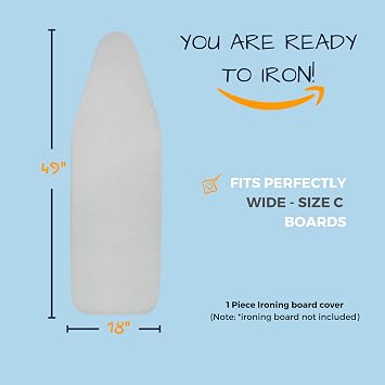 Savuk 4 Layer Ironing Board Cover, Ironing Board Cover, Ironing Board Cloth, Silicone Coated Heat Resistant 55x135 cm Gray Color