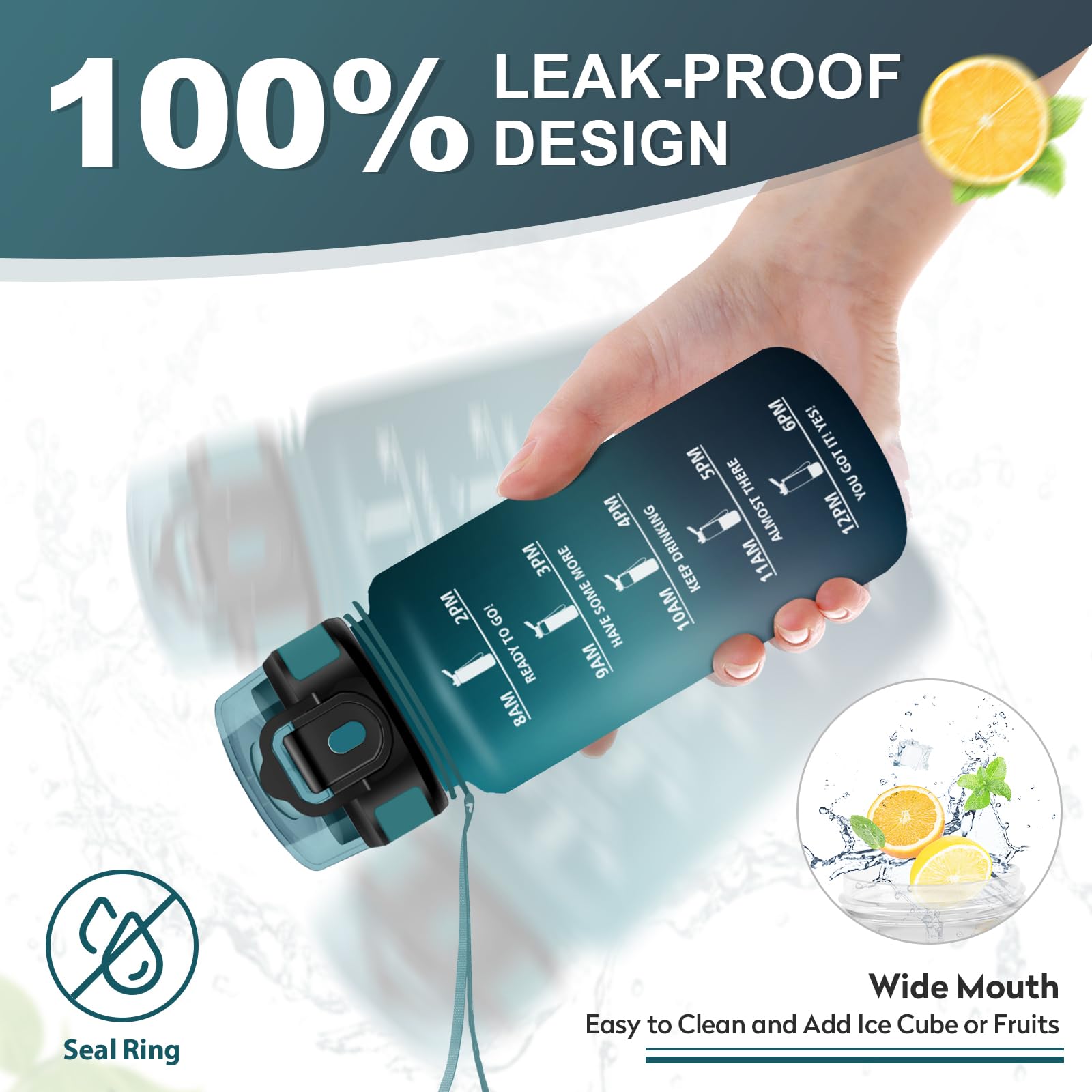 Borraccia 500ml, Bottiglia con Indicatore del Tempo Motivazionale, Bottiglia con Cannuccia, Riutilizzabile, Borraccia senza BPA, A Prova di Perdite, per Bambini, Scuola, Ufficio, Gym, Picnic