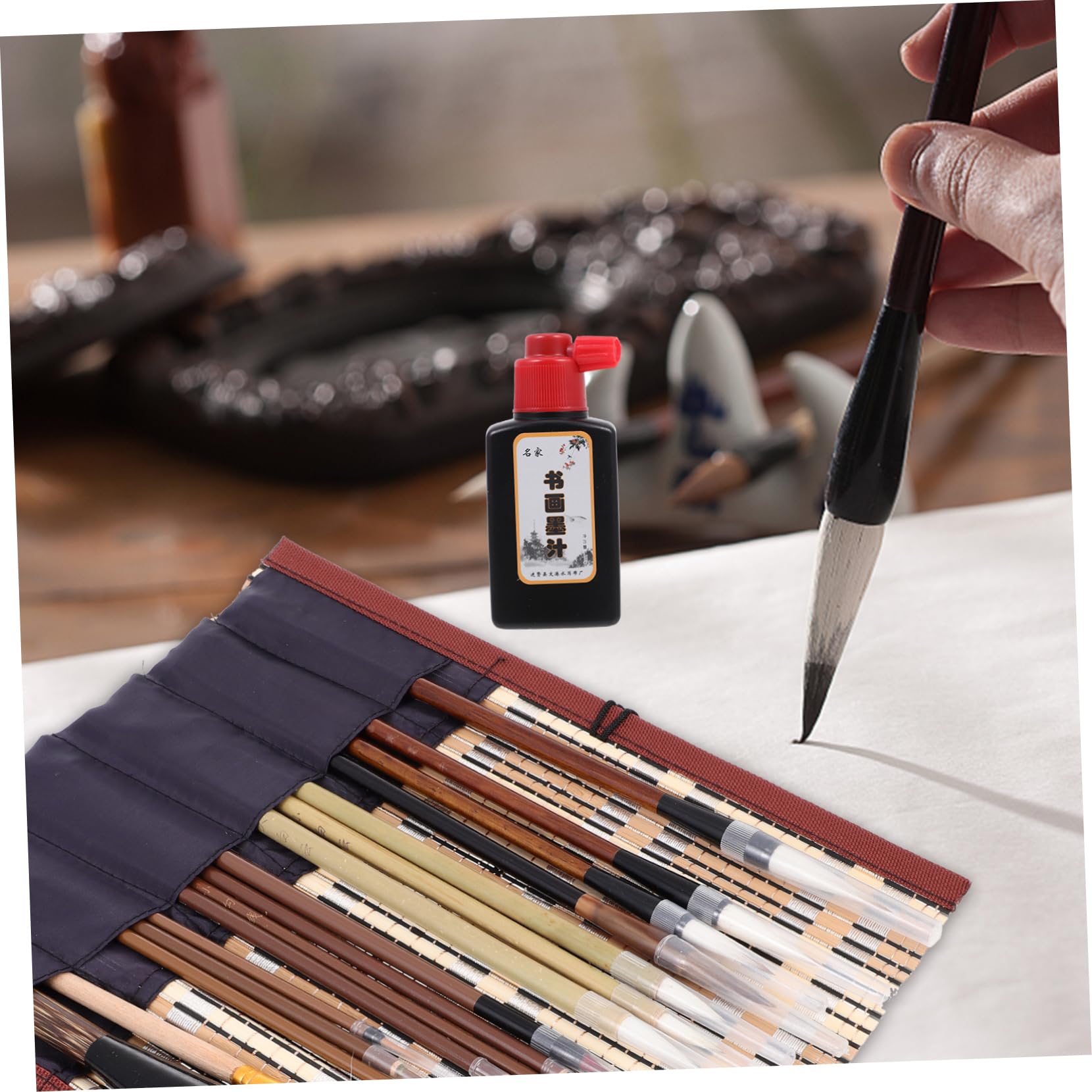 SHINEOFI Set di Pennelli per Calligrafia Cinese, Punta Non Si Divide, Scrittura Fluida, in Legno, per Principianti e Artisti