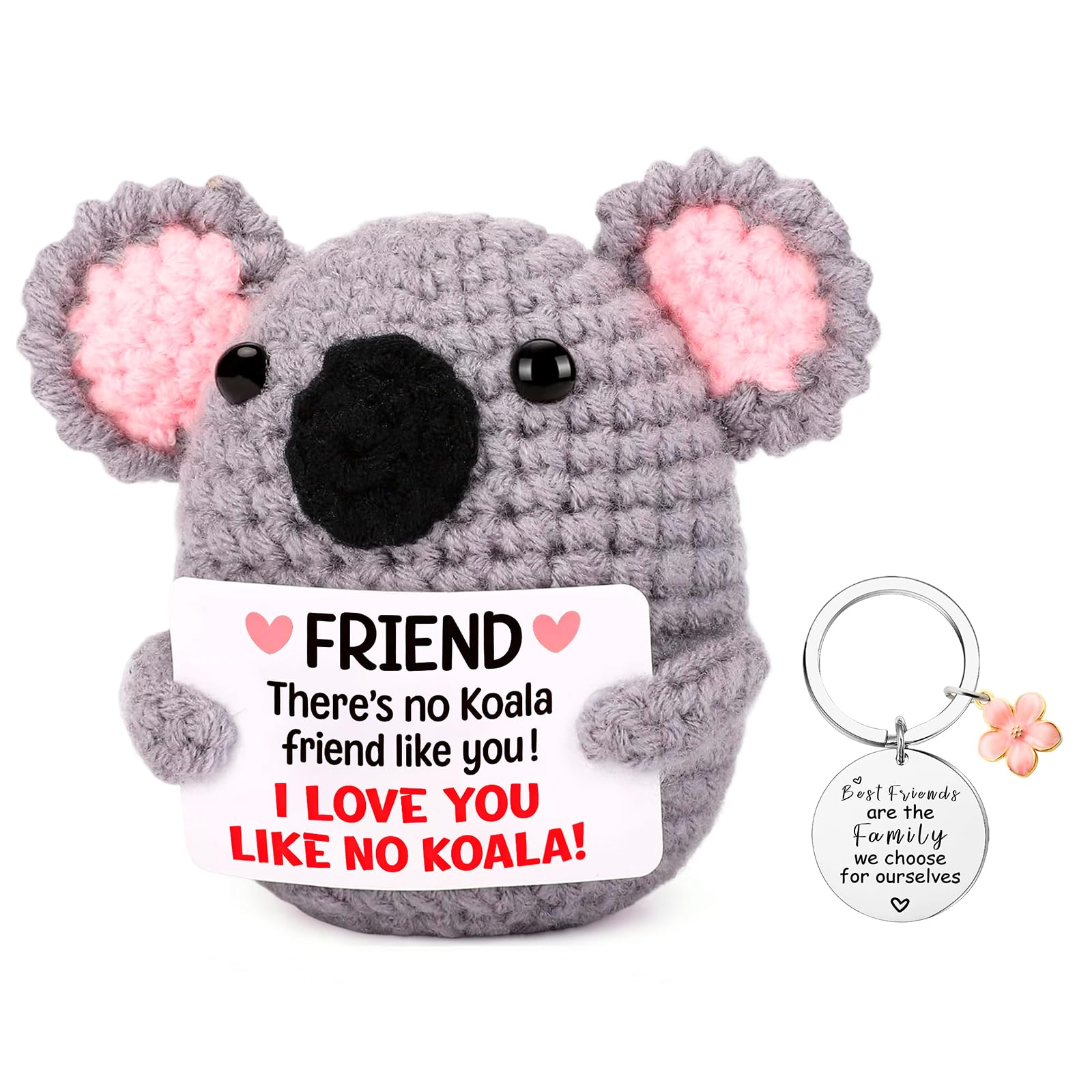 poweybshin Handmade Koala Doll Set With Motivational Card And Engraved Keychain Ideal For Bestie Gifts Thinking Of You Presents Friendship Gifts For Women,Birthday Gifts For Women