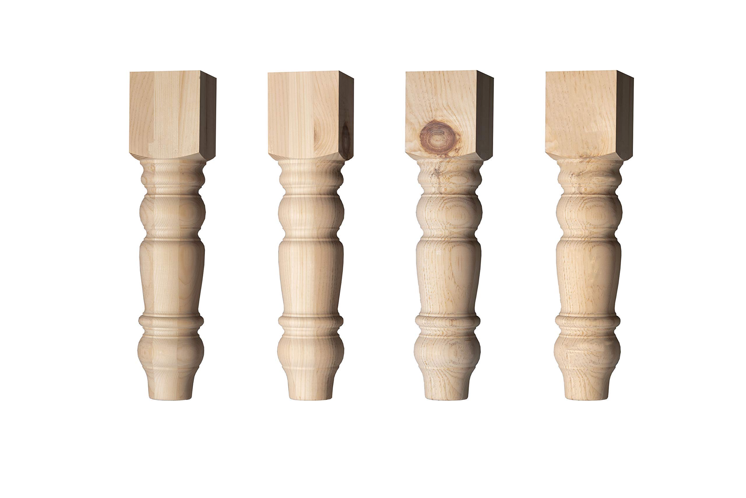 Osborne Husky Coffee Table Legs in Knotty Pine Wood (Set of Four), Ideal for Traditional & Farmhouse Designs, Replacement Wood Posts, Unfinished