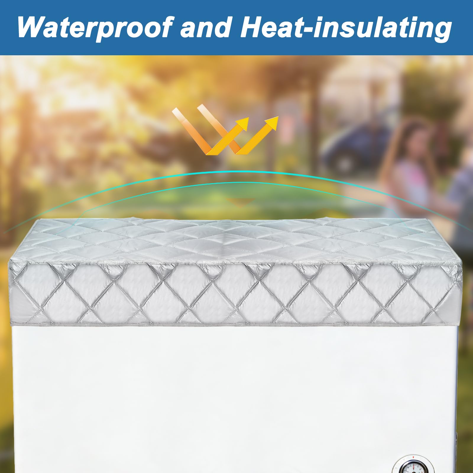 sourcing map Housse isolante pour congélateur - 160 x 78,7 cm - Imperméable - Protection solaire - Avec feuille d'aluminium à quatre côtés et aimant pour congélateur coffre/stockage froid