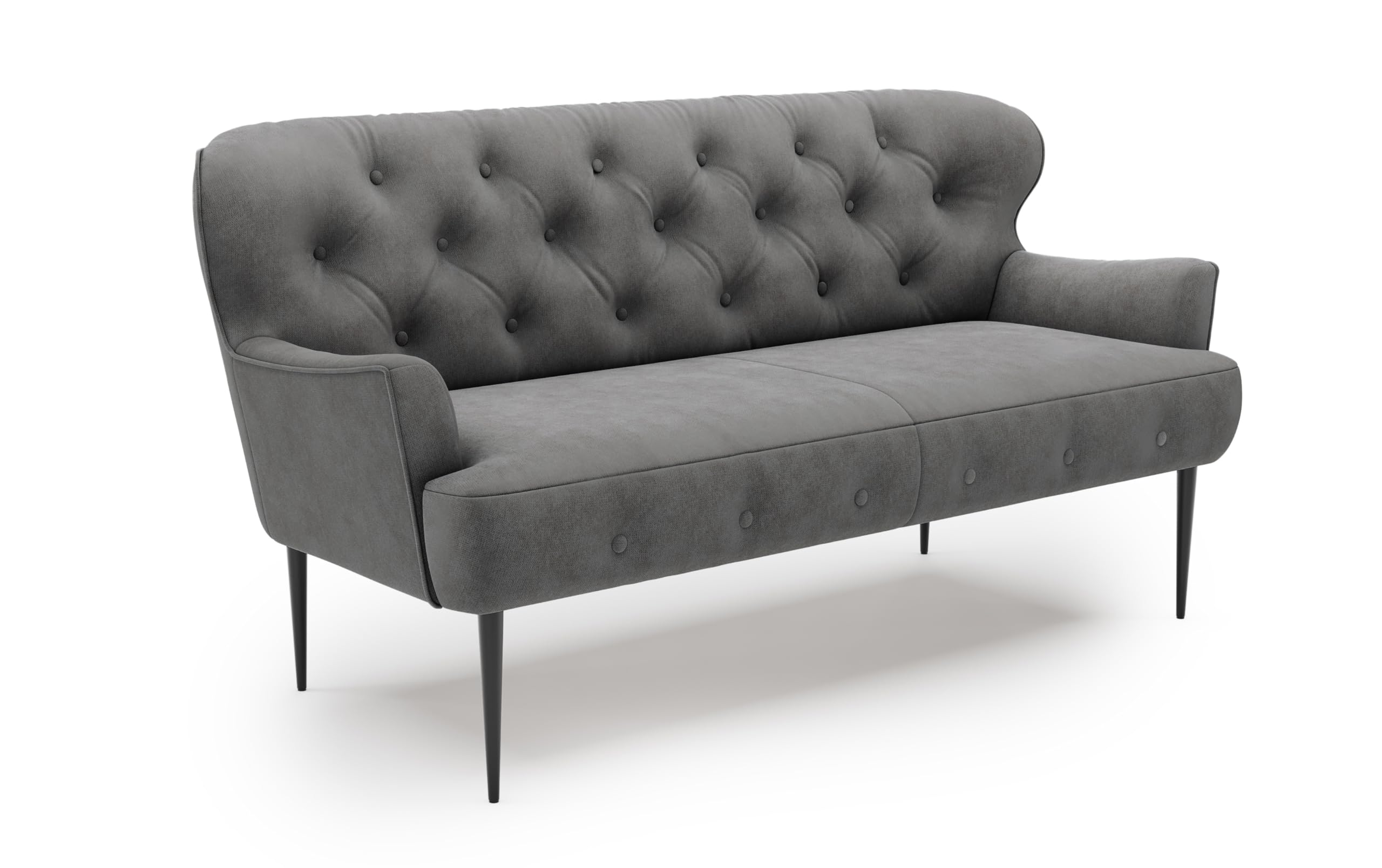 CAVADORE 2,5-Sitzer Küchensofa Amba, Trendige Sitzbank für Küche oder Esszimmer / 173 x 97 x 87 / Flachgewebe: Dunkelgrau Küche, Haushalt & Wohnen