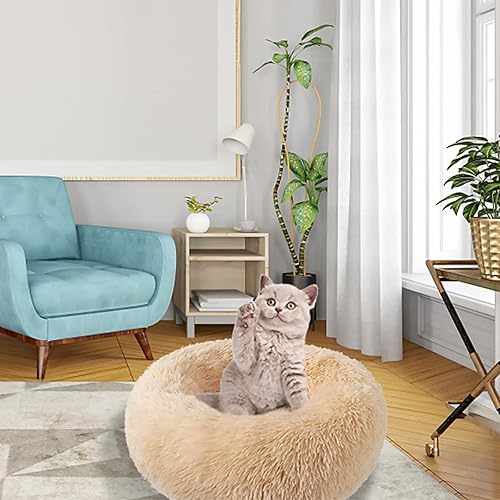 Miniatura 6 de Camas para gatos de interior, cama para perros de 20 pulgadas para perros pequeños y grandes, cama redonda lavable para cachorros y gatitos con