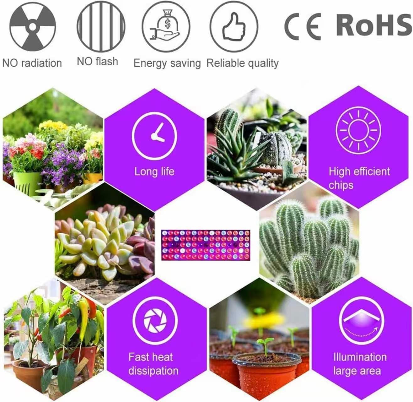 YW2000 Garten Vollspektrum Led Pflanze wachsen Licht 287 LEDs wachsende Lampe für Indoor wachsen Zelt Pflanzen Saatgut Veg Blüte Phyto (weiß)