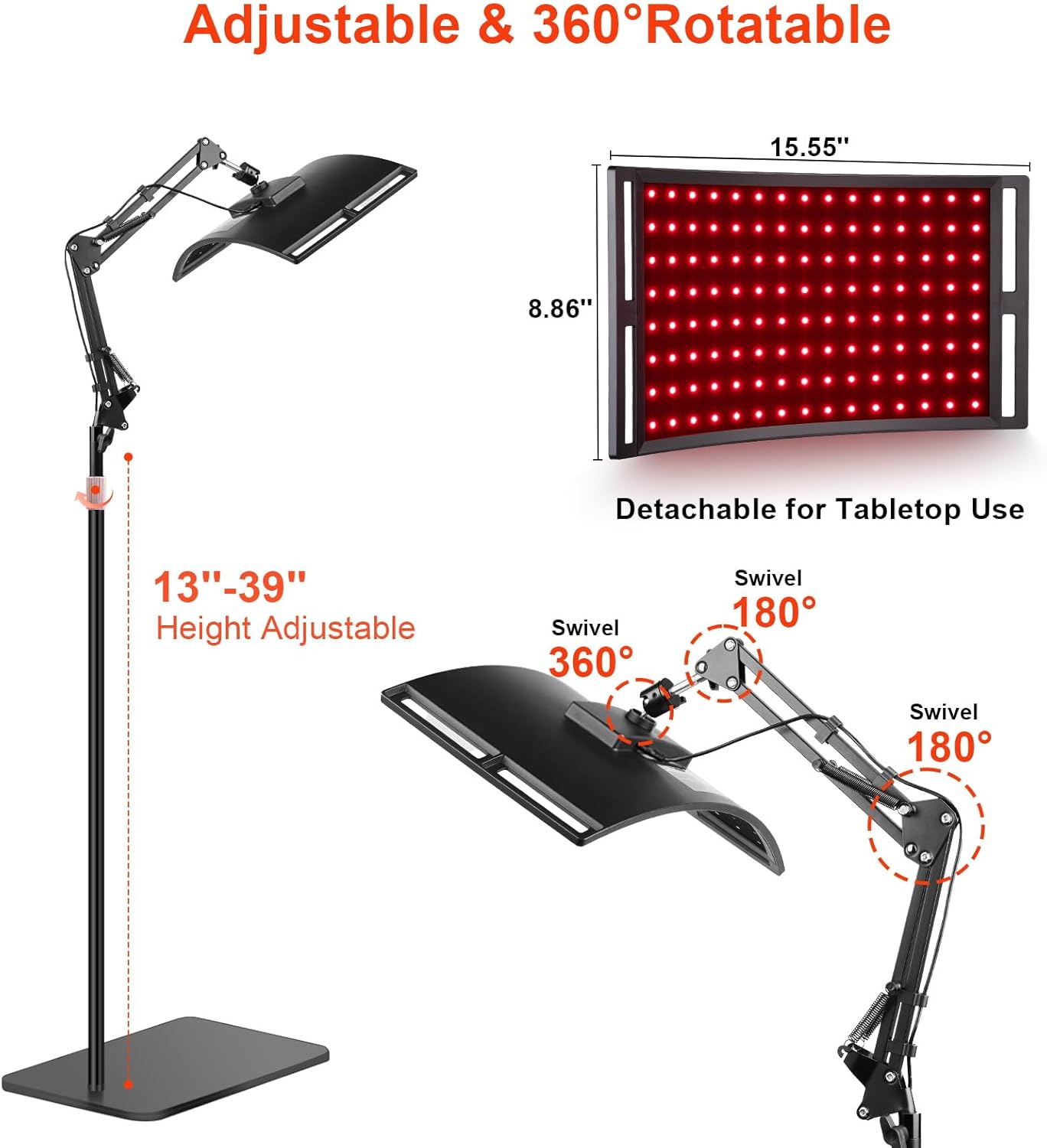 SAVILER® Red Light Therapy for Face and Body, 120Pcs Infrared Red Light Therapy Lamp with Stand, 3-in-1 LED 660nm & 850nm Infrared Light Panel Device for Home Ideal Gift
