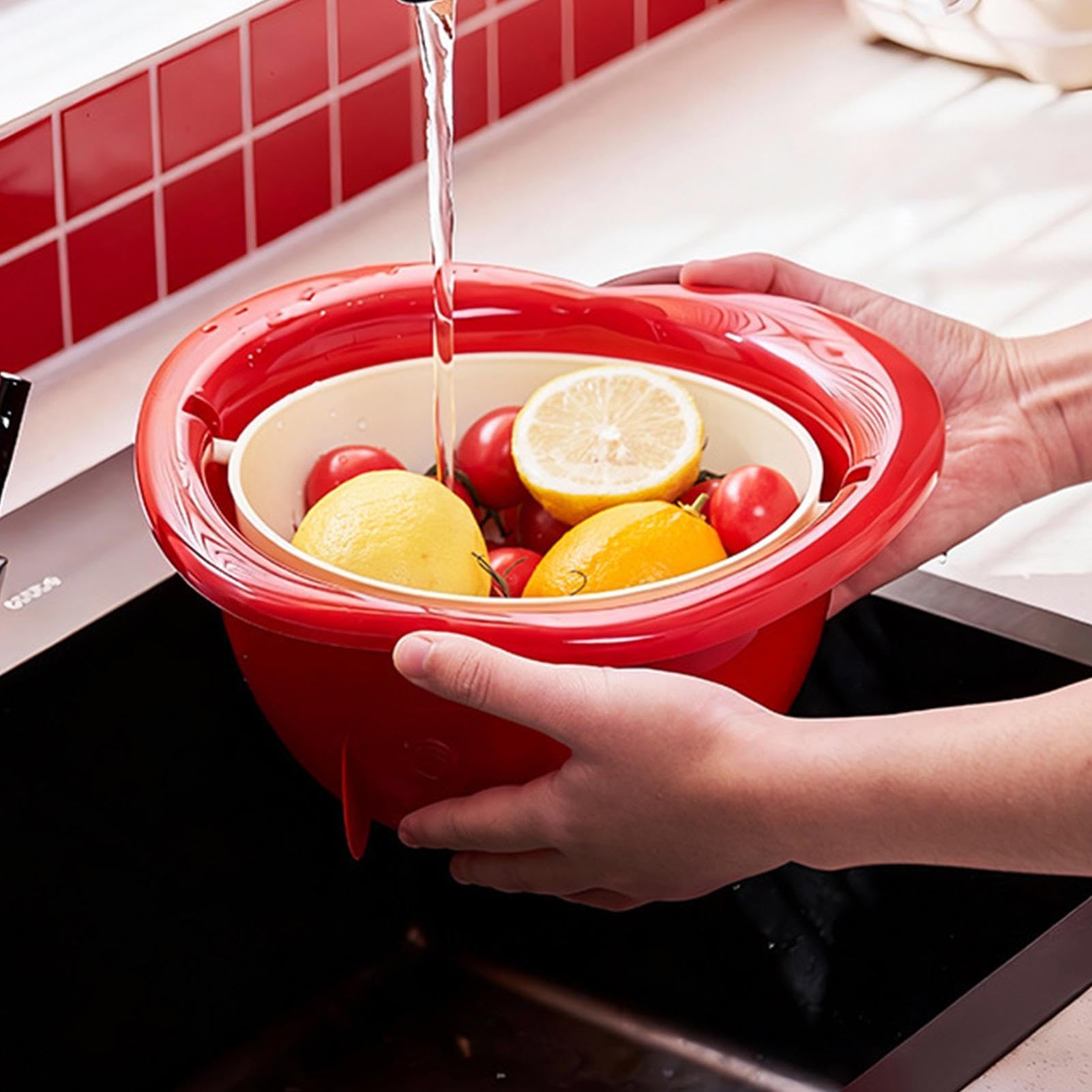 Bol Colador de Cocina Colador Mezclador Multifuncional Con Rápido Y Diseño | Escurridor de Cocina y también Colador para Alimentos para Bayas, Ensaladas, Pastas, Cocina, Lechuga y Comida