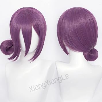 XiongXiongLe Man Reze Purple Ponytail Cosplay Wig Anime Chainsaw Heat Resistant Synthetic Fiber Women's Costume Hair Cap Included Wig Party Halloween