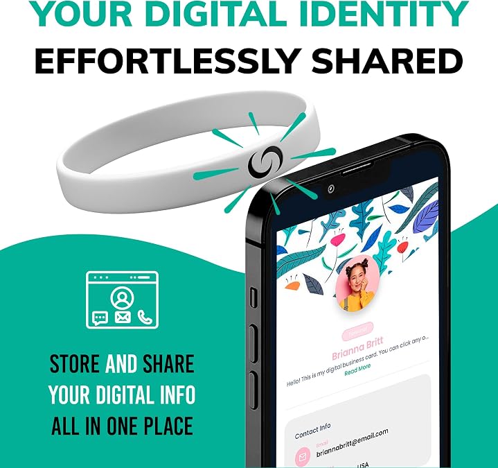 Contact Premium Quality, QR Code Profile, App-Free Smart Wristband for Networking