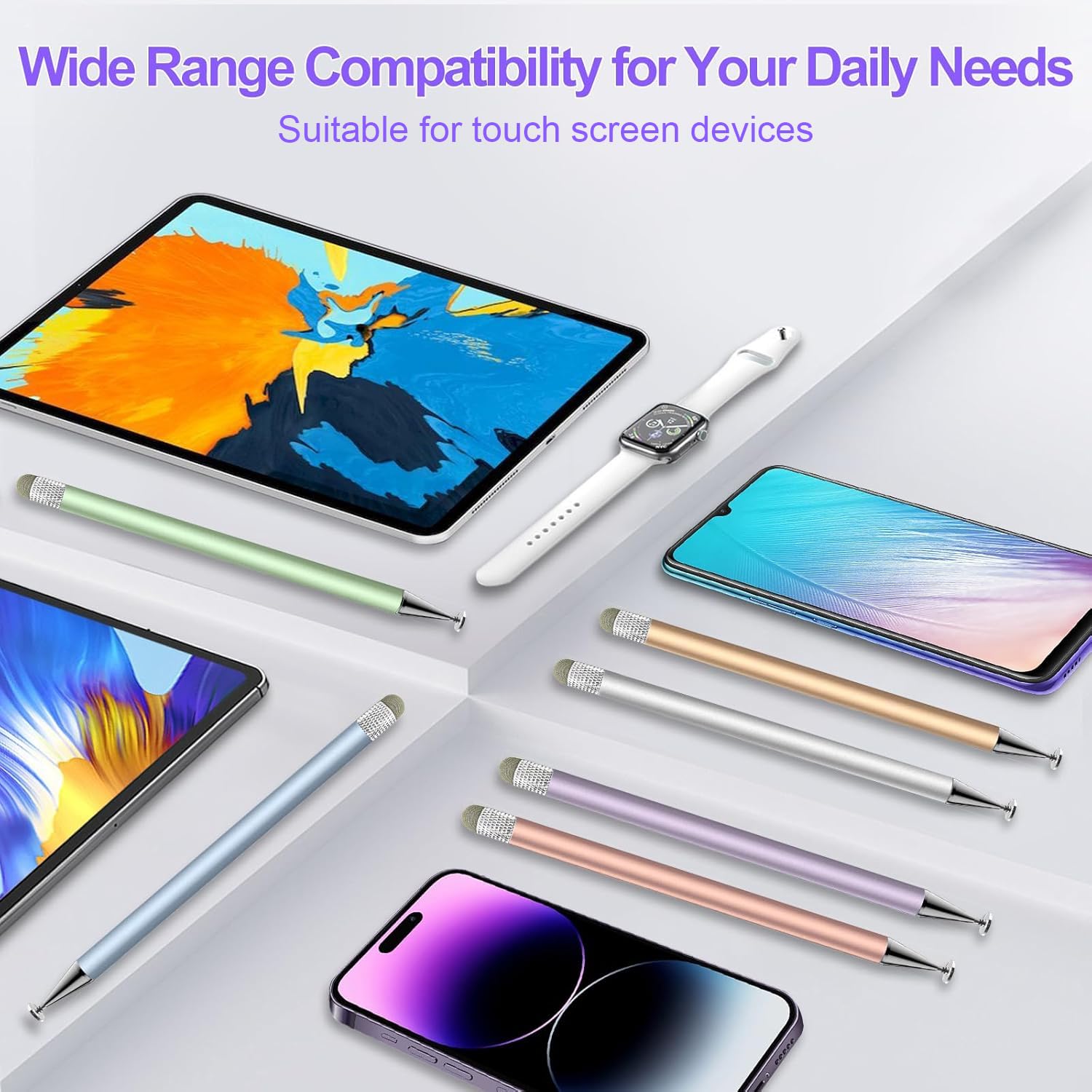 Lápiz capacitivo para pantalla táctil, lápiz capacitivo 2 en 1 de alta precisión, adecuado para iPhone/iPad/Android Stylus para iPad, compatible con todos los táctiles