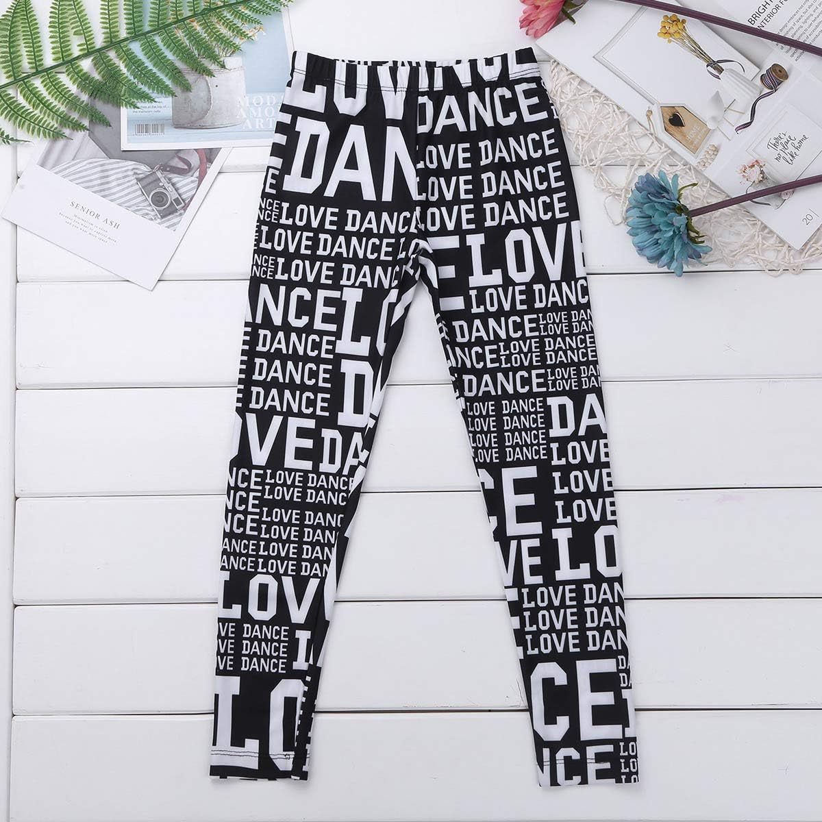Hansber Kids Girls Tie Dye Running Pants High Waist Leggings Dance Sports Gymnastics Yoga Casualwear Christmas Tights